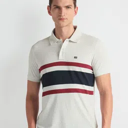 Arrow Sport Colourblocked Cotton Polo Collar Pockets Casual T-shirt-picture-19