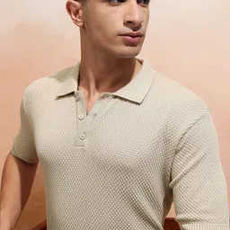 Highlander Men Textured Relaxed Fit Half Sleeve T-shirt image 1