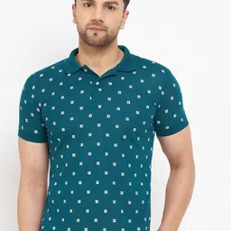 THE MILLION CLUB Geometric Printed Polo Collar Cotton Casual T-shirt-picture-10