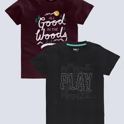 BAESD Boys Pack Of 2 Typography Printed Round Neck Casual knitted T-shirts-picture-58