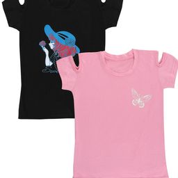 FASLA Girls Pack Of 2 Graphic Printed T-shirts-image-3