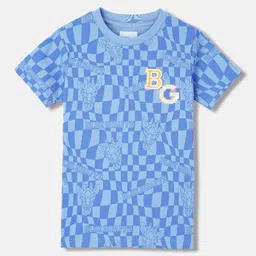 Blue Giraffe Boys Round Neck Printed cotton T-shirt-image-97