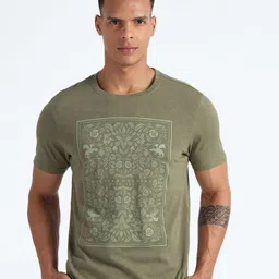 Flying Machine Floral Printed Cotton Round Neck Pockets Casual T-shirt-picture-28