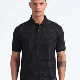 Flying Machine Tropical Printed Relaxed Fit Polo Collar Pure Cotton T-shirt-picture-24