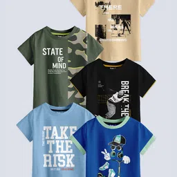 BAESD Boys Pack Of 5 Printed Pure Cotton T-shirts-picture-44