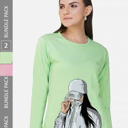 CHOZI Pack of 2 Printed Round Neck Cotton T-shirt-picture-35