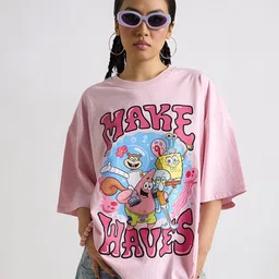 THE CLOTHING FACTORY Women Graphic Printed Round Neck Oversized T-shirt-picture-40