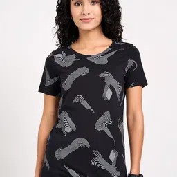 Ajile by Pantaloons Women Graphic Printed Round Neck Cotton T-shirt-image-82