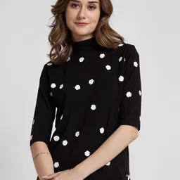 SPYKAR Polka Dots Printed High Neck Cotton Top-picture-6