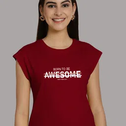 Friskers Typography Printed Round Neck Extended Sleeves Pure Cotton Tshirt-image-60