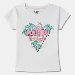 R&B Girls Cotton Graphic Printed Round Neck T-shirt-picture-42
