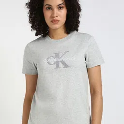 Calvin Klein Jeans Women Typography Printed Round Neck Cotton T-shirt image 1