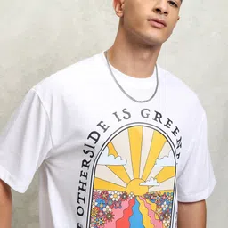 HIGHLANDER Men Graphic Printed Graphic Print Others Round Neck Polyester Oversized T-Shirt image 1