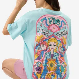 The Souled Store Printed Round Neck Drop-Shoulder Sleeves Oversized T-shirt-picture-34