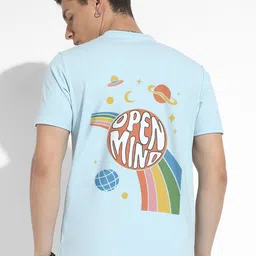 Campus Sutra Blue Graphic Printed Cotton T-shirt-image-87