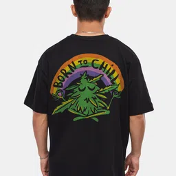 Crazymonk Born To Chill Printed Drop Shoulder Pure Cotton Oversized T-Shirt-picture-13