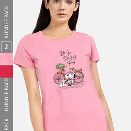 CHOZI Pack Of 2 Graphic Printed Cotton T-shirt-picture-35