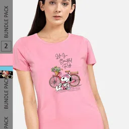 CHOZI Pack Of 2 Graphic Printed Short Sleeves Pure Cotton T-shirt-picture-26