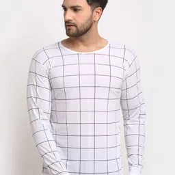 mack jonney VIMAL JONNEY Men White & Black Checked T-shirt-picture-24