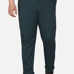 John Pride Plus Size Men Green Trousers-image-47