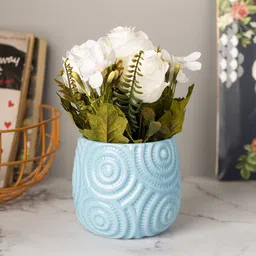 MARKET99 Off White & Green Artificial Flowers With Pot-picture-34