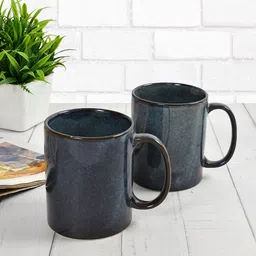 CLIO'S HERITAGE STORE 2 Pcs Blue Textured Ceramic Coffee Mugs - 300 ML Each-picture-41