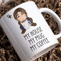 Home Decor Expert White & Black Printed Ceramic Glossy Mug 300 ml-picture-36