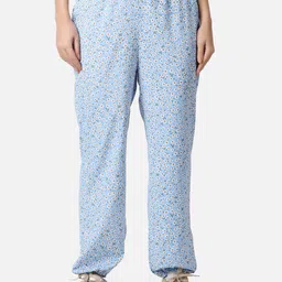 Popwings Women Floral Printed Relaxed Loose Fit High-Rise Easy Wash Joggers-image-96