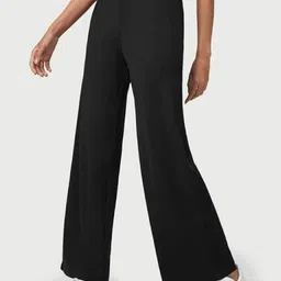 BROADSTAR Women Black Relaxed Straight Leg Loose Fit High-Rise Easy Wash Trousers-picture-35