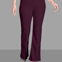 Jinax Women Relaxed Straight Leg Straight Fit High-Rise Easy Wash Bootcut Trousers-image-38