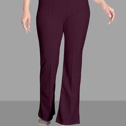 Jinax Women Relaxed Straight Leg Straight Fit High-Rise Easy Wash Bootcut Trousers-picture-38