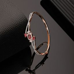 Saraf RS Jewellery Rose Gold-Plated American Diamond Studded Bangle-Style Bracelet-picture-27