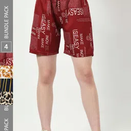 BAESD Women Multicoloured Striped Checked High-Rise Shorts-image-63