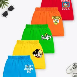 YK Disney Boys Pack Of 5 Mid-Rise Printed Cotton Shorts-picture-25