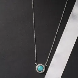 HOT AND BOLD Silver-Toned & Blue Brass Silver-Plated Oxidised Chain image 1