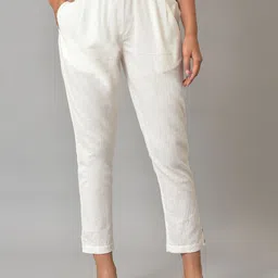 AURELIA Women Slim Fit Pure Cotton Trousers-image-74