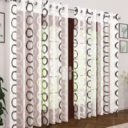 Story@home Pack Of 4 Embroidered Sheer Voile Door Curtains-picture-21