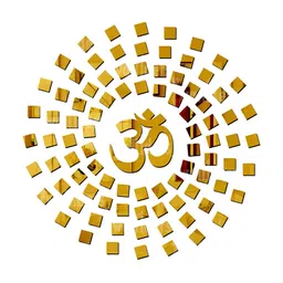 Wall1ders Gold Toned Om with 100 Square Shape Self-Adhesive Mirror Wall Stickers-image-95