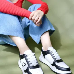 Shoetopia Smart Casual Trendy Black Sneakers for Women-image-77