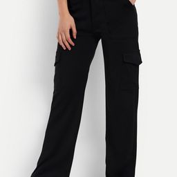 BROADSTAR Women Relaxed Straight Fit High-Rise Easy Wash Cargo Trousers-picture-3