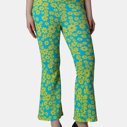 Popwings Women Floral Printed Relaxed Easy Wash Bootcut Trousers-image-66