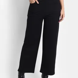 BROADSTAR Women Relaxed Straight Fit High-Rise Easy Wash Trousers-picture-40