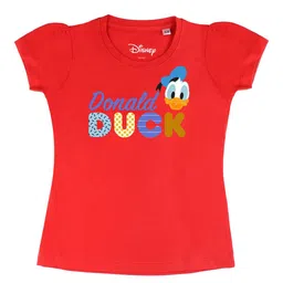 Disney by Wear Your Mind Girls Red Donald Duck Printed Cotton Pure Cotton T-shirt image 1