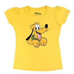 Disney by Wear Your Mind Girls Yellow Printed Puff Sleeves Pure Cotton T-shirt-picture-14