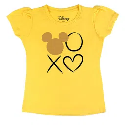 Disney by Wear Your Mind Girls Yellow Typography Printed T-shirt-picture-51