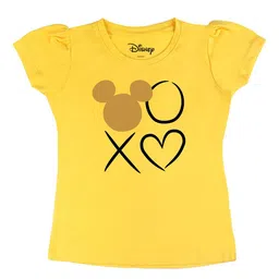 Disney by Wear Your Mind Girls Yellow Typography Printed T-shirt-picture-28