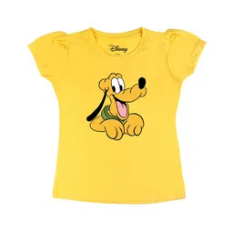 Disney by Wear Your Mind Girls Yellow Printed Puff Sleeves Pure Cotton T-shirt-picture-19