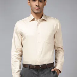 Blackberrys Men Beige & Brown Pure Cotton India Slim Fit Printed Formal Shirt-image-26