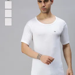 Lux Cozi Men Pack Of 4 Solid Organic Cotton Innerwear Basic Vests-picture-36