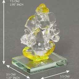 Yellow Polyresin Crystal Car Ganesha Showpiece By eCraftIndia image 5